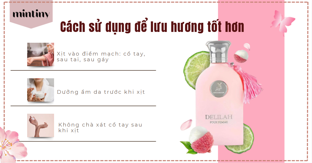 Cách sử dụng để lưu hương tốt hơn Delilah Hồng 100ml